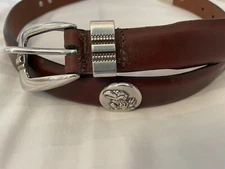 Brown Leather Belt With University of Kansas  Conchos 28, 30, 32, 44, 46