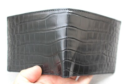 Double Side Genuine Black Crocodile Leather Skin Men's Bifold Wallet