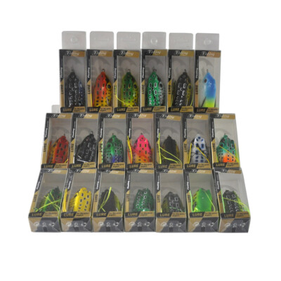 20Pcs Rubber Frog Fishing Lures Topwater Bait Hooks 6cm/2.3'' With Retail Box