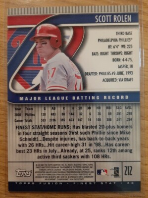 2001 TOPPS FUSION SCOTT ROLEN #212 PHILADELPHIA PHILLIES | eBay