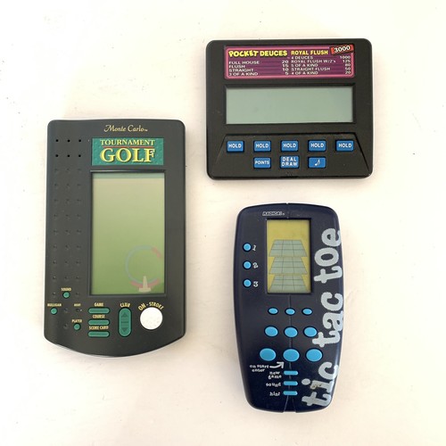 Radica - 3 Electronic Game Lot - Pocket Deuces, Tournament Golf, Tic Tac Toe