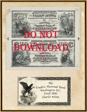 COPY Washington D C National Currency Proof 1890  8-1/2" X 11" Charter 4244