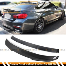 FOR 15-20 BMW F82 M4 HIGHKICK PSM STYLE CARBON FIBER TRUNK WING + ROOF SPOILER