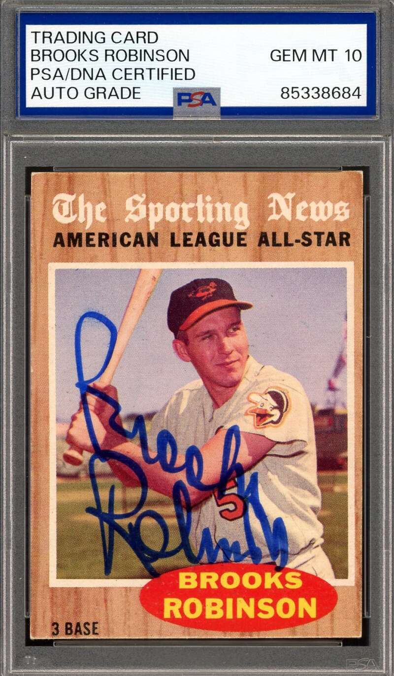 Brooks Robinson Gem Mint 10 PSA DNA Signed 1962 Topps All Star Autograph