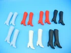 Vintage Mattel Barbie Doll Shoes Navy Red Gray White Lace Up Vinyl MOD Boots 7pr