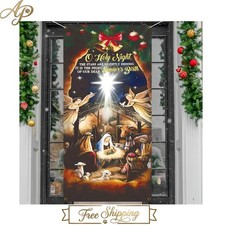 71x35in Easy Hang Nativity Scene Christmas Door Cover for Holiday Gatherings