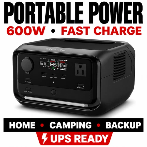 EcoFlow RIVER 3 Plus Portable Power Station 600W UPS Fast Charge Solar