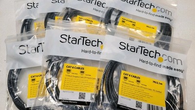 Lot of 7 Startech.com 7 Ft Black  Snagless Cat 6 UPatch Cable - Rj-45 Male - 7ft