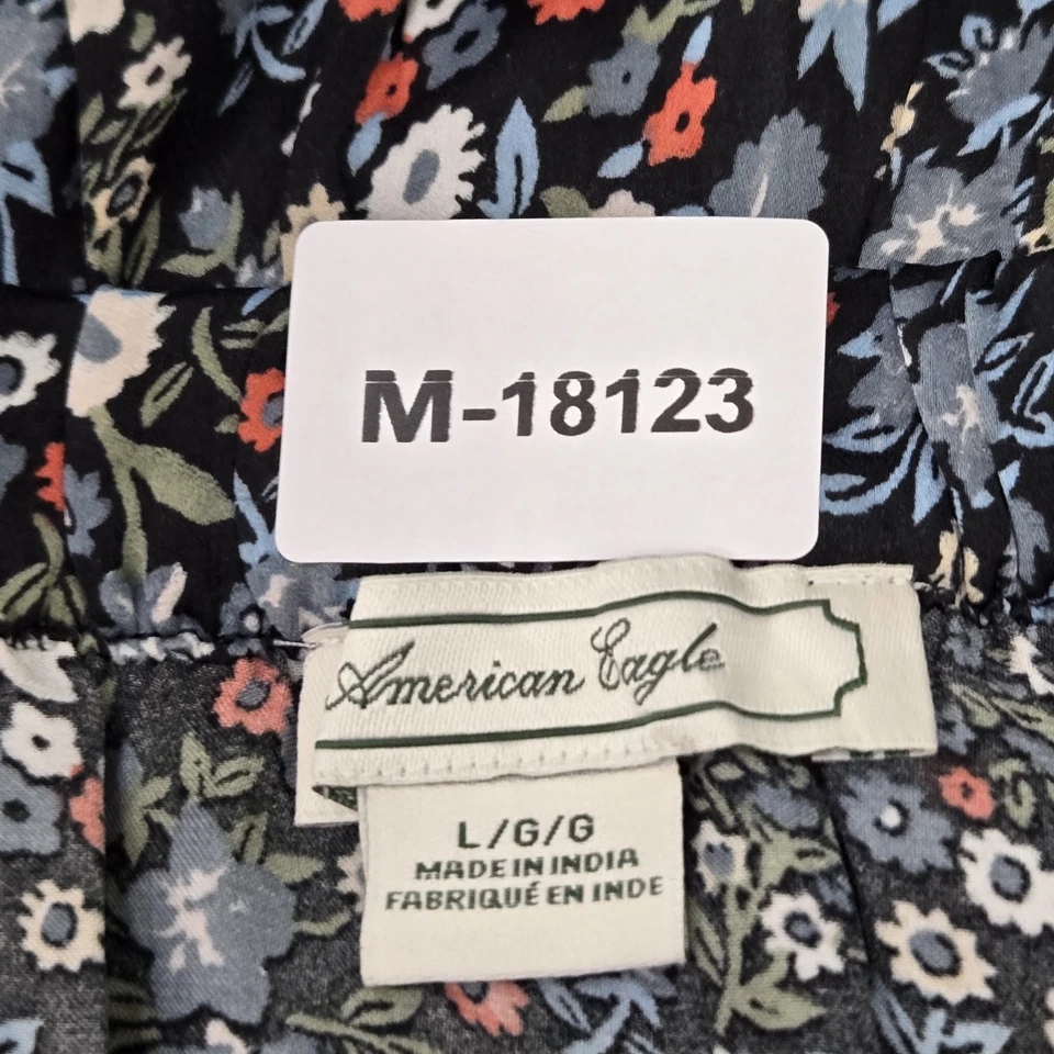 American Eagle Women Dress LARGE Black Floral Sundress Cottagecore Button - Image 3 of 4