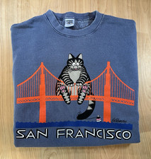 vintage 80's B Kliban Cats XL CRAZY SHIRTS blue sweatshirt SAN FRANCISCO usa