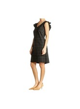 Loft Dress Womens Check Plaid Ruffle Cap Sleeve Preppy NWT Size 14