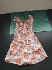 Womens Kendall & Kylie Floral Romper S Ruffle Lace Up