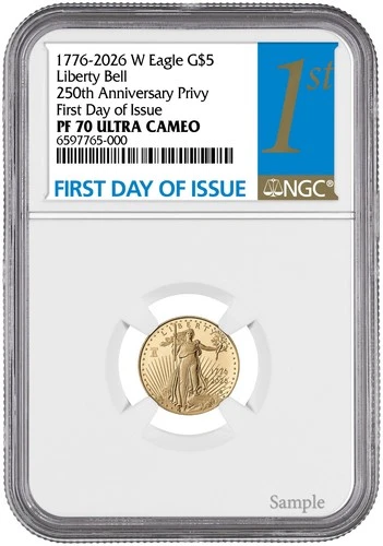 Presale 2026 W Gold Eagle G$5 LIberty Bell Privy NGC PF70 Ultra Cameo FDI #892