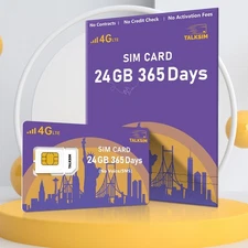 24GB 365Days USA 4G LTE SIM Card - AT&T/Verizon Supported for Unlocked Devices