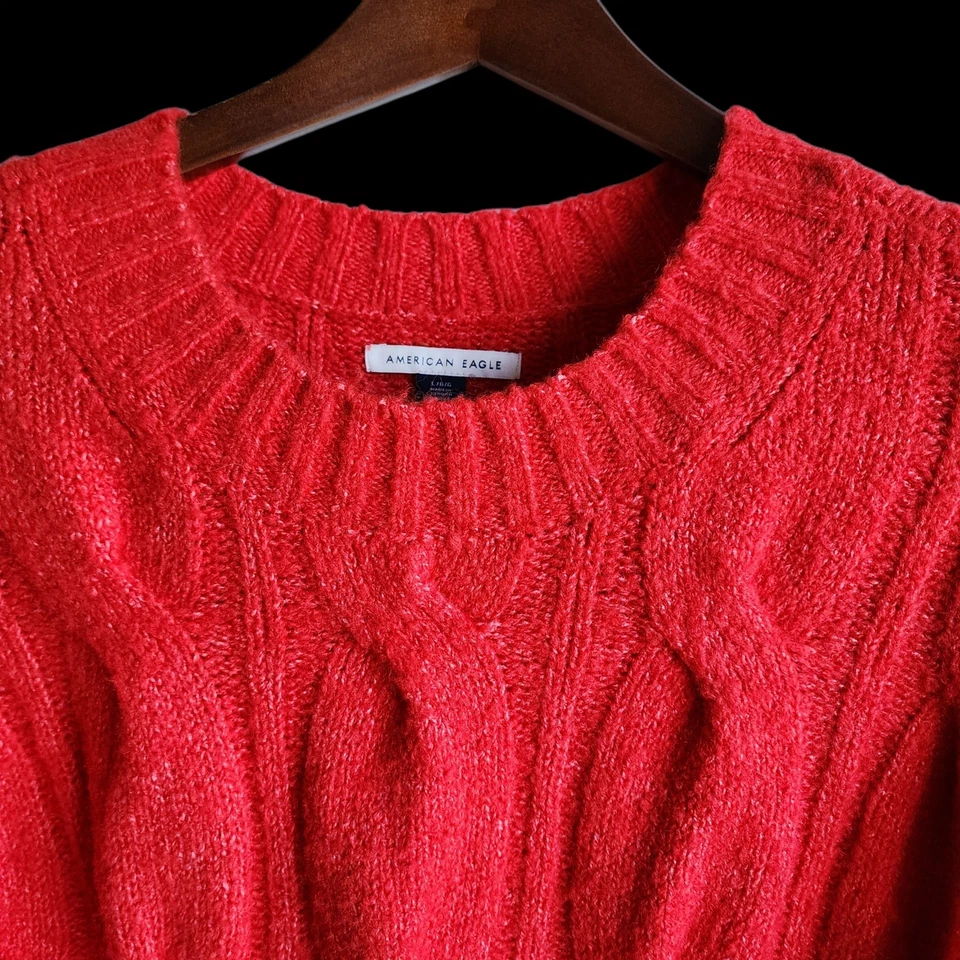 Suéter American Eagle Outfitters LG Naranja Tejido con Cable Mezcla de Poliéster Foto 2 de 4