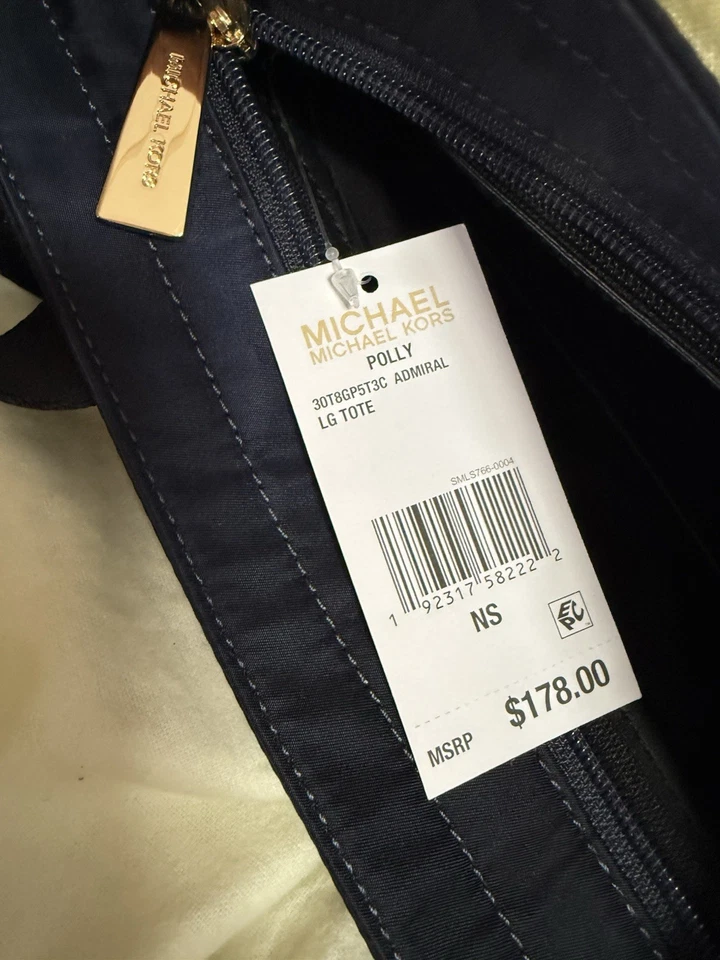 Bolso de Mano Michael Kors Polly LG Admiral Azul Marino Negro 4 Bolsillos con Cremallera 6 Añadir. Pock TOTALMENTE NUEVO Foto 3 de 4
