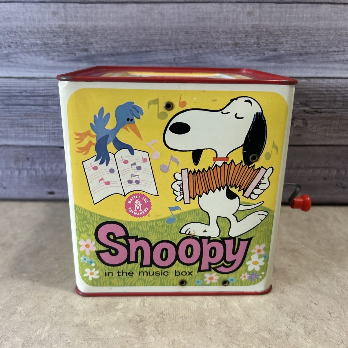 スヌーピー ジャックインザボックス ヴィンテージ Vintage 1950 Snoopy Peanuts Wind Up Music Jack In The Box