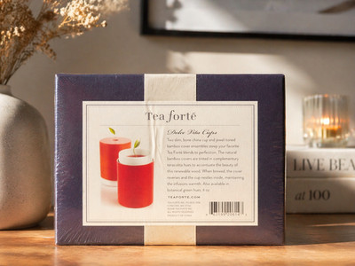 Tea Forte Dolce Vita Cups Bone China Bamboo Holders In Box Dessert Tea