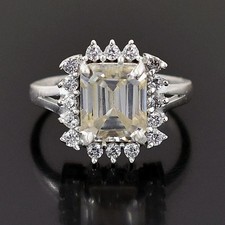 6.00Cts. Octagon Shape White Diamond Ring In 925 Sterling Silver - Tariffs Free