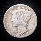 90% Silver - 1940 Mercury Dime Circulated Junk Silver US Coin - A1-25