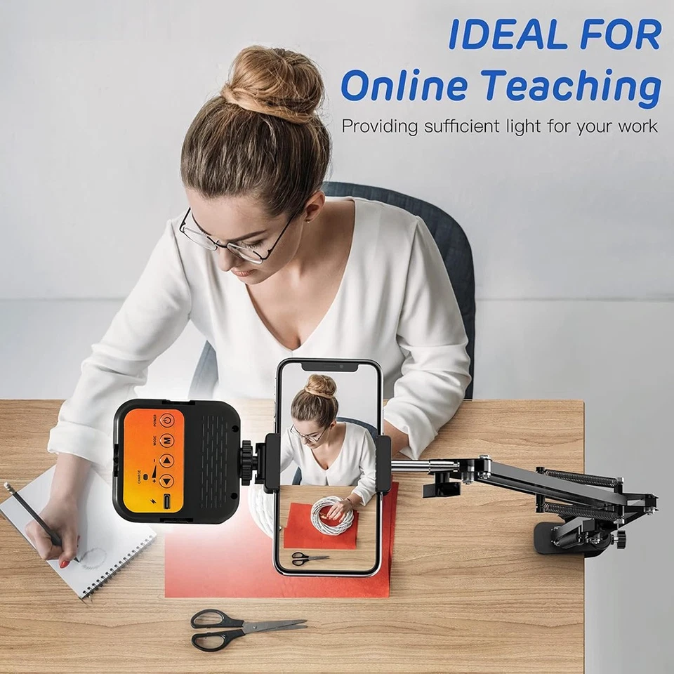 Suporte para celular braço articulado suporte para celular com luz LED EUA - Imagem 3 de 4