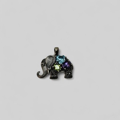 Aura by TJM Sterling 925 Silber verschiedene Edelsteine Elefant Anhänger - 0,12
