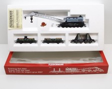 Fleischmann 5597 K H0 set carro gru Krupp Ardelt 90 to epoca III DB lf3096