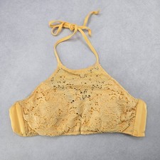 H M Yellow Lace Crochet Eyelet Halter Tie Padded Bikini Bralette Swim Top 6