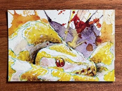 ACEO Print Python Snake PEEK A BOO Art by Andy Aby 
