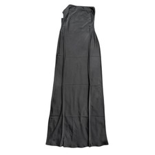 ASOS Design Satin Bandeau Bias Maxi Dress with Tie Back in Black, Size 6