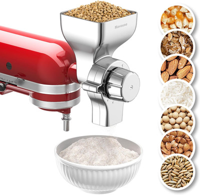 All Metal Grain Mill Attachment for Kitchenaid Stand Mixer, 12 Levels Flour Mill