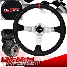 Extender Deep Dish Black Steering Wheel Red Stitching Hub For 03-15 Accord