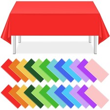 24 Pack Mix Color Plastic Tablecloth Disposable Plastic Rainbow Tablecloth Co...