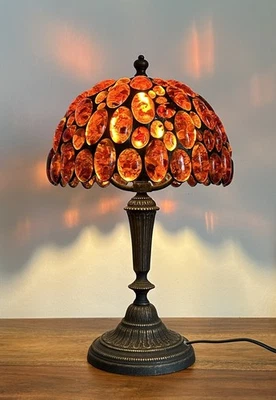 Bernsteinlampe Tischlampe Edelstein Lampe Bernstein Tiffany Leuchte Edel Deko - Bild 1 von 4