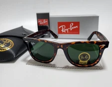 Ray-Ban RB2140 Wayfarer Classic Sunglasses Tortoise Brown Frame 50mm Green Lens