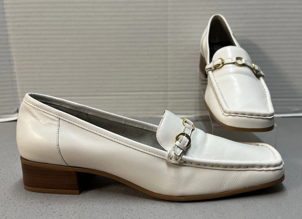 Vintage 1980s Etienne Aigner Sz 8.5M Rain Dance White Leather Loafers Retro EUC - Image 2 of 4