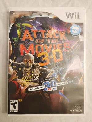 Attack of the Movies 3-D (Nintendo Wii, 2010) - Complete w/ Manual & 3D Glasses