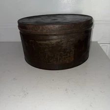 Vintage Primitive Large Pantry Box Vented Top Tin Round Cookies Crackers Kitchen