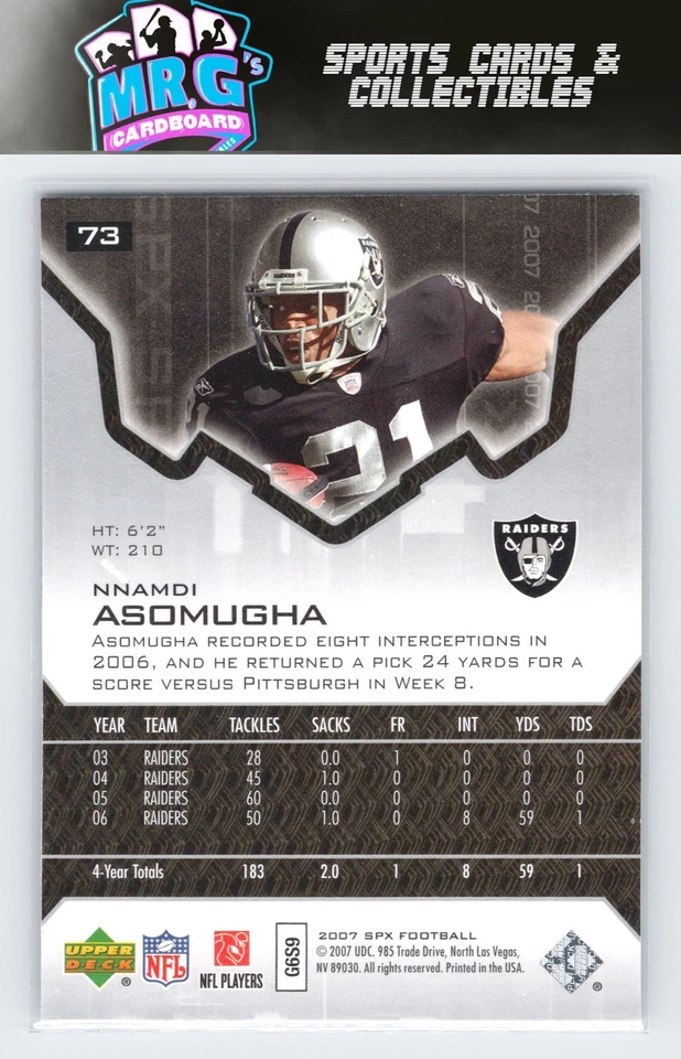 2007 SPx #73 Nnamdi Asomugha - Image 2 of 2