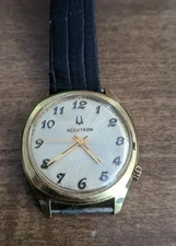 Accutron Vintage 1973 10K Gold Plated Watch 33mm Sunburst Dial