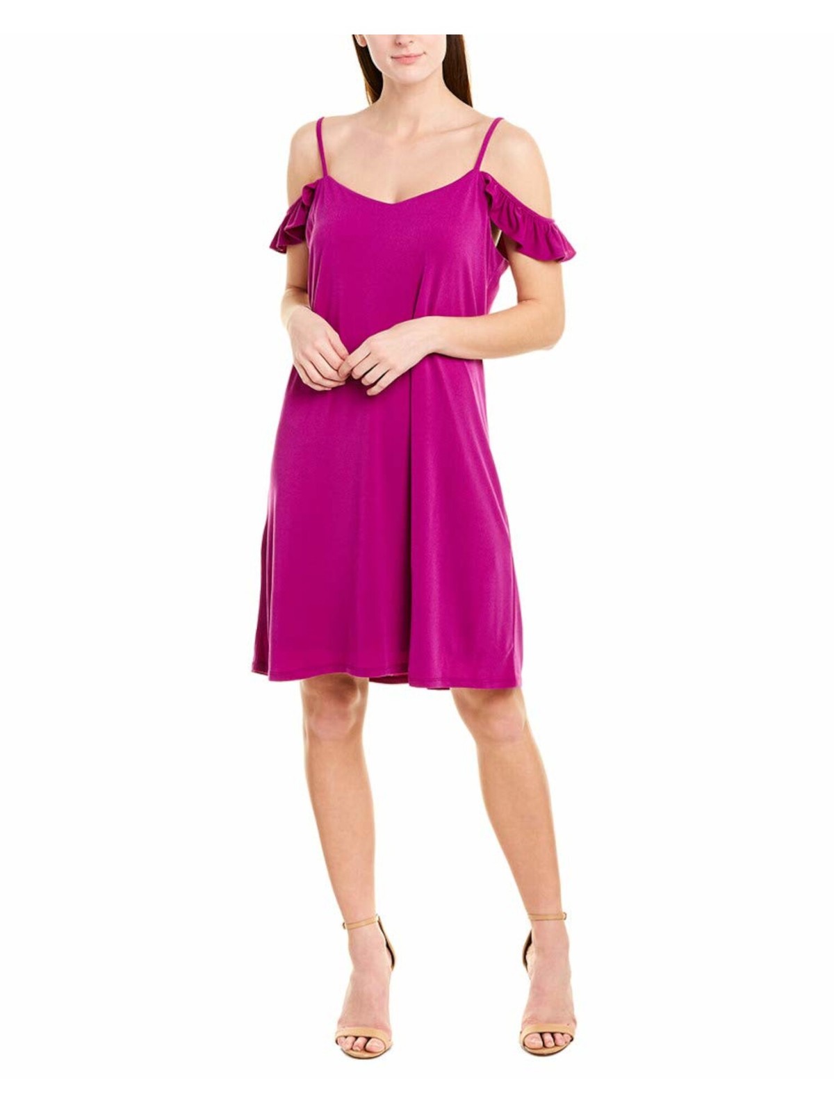 CECE Womens Shift Knee Length Dress Spaghetti Strap Off Shoulder