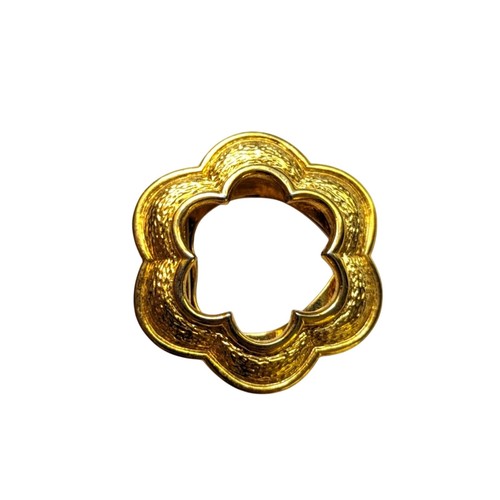 Vintage Estate Gold Tone Floral Flower Chic Textured Scarf Clip