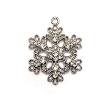 4 or 20 Pieces: Silver and Diamond Rhinestone Snowflake Pendant - US Seller