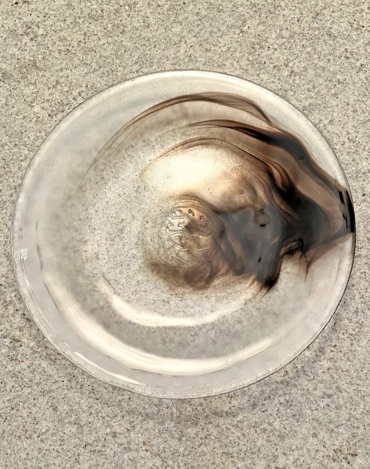 Placa de vidrio Kosta Boda marrón remolino de Ulrica Hydman Vallien (11") Foto 2 de 4