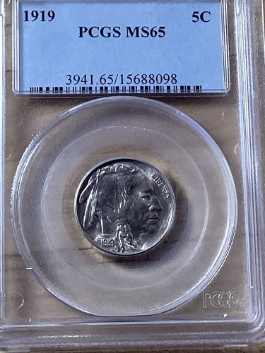 1919 Buffalo Nickel PCGS MS65. Free Shipping 8098)