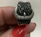 Beautiful Ladies Sterling Silver Genuine Black Diamond Belt Buckle Ring — photo 2
