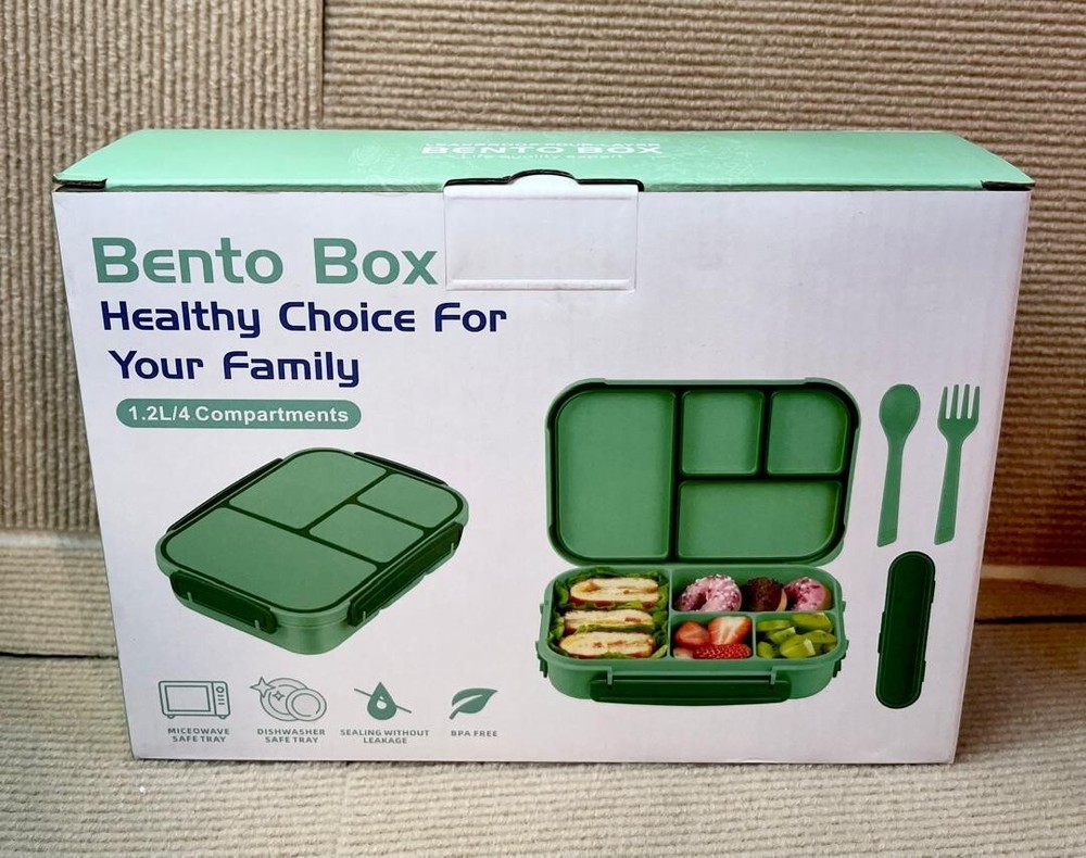 Bento Box Lunch Box Leak Proof Containers 4 Compartment for Toddler Kids Adults