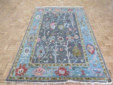 6 x 9 Hand Knotted Gray Colorful Oushak Oriental Rug G12998