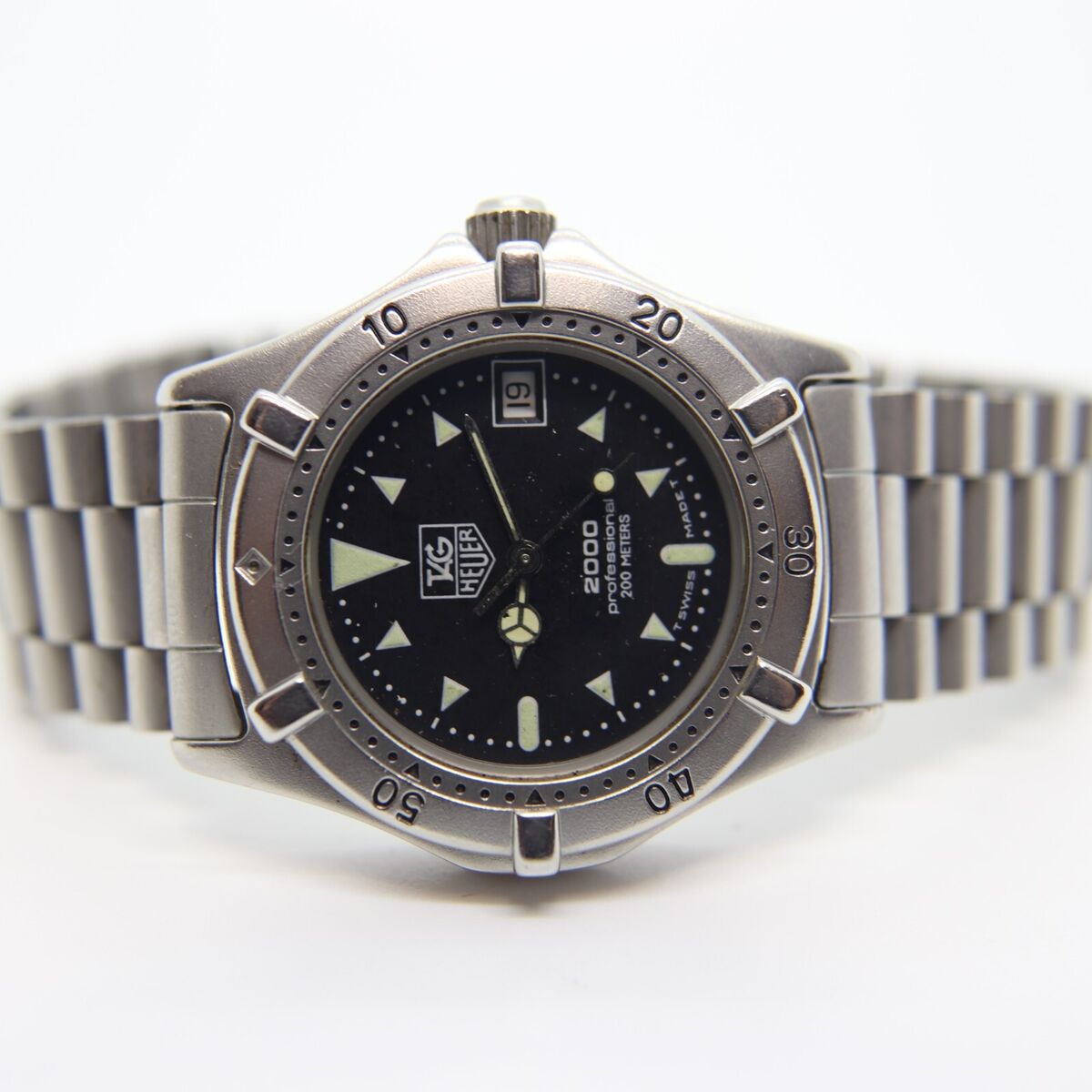Tag Heuer Professional 2000 Watch Men's 34mm Black Vintage Tag Heuer Professional 2000 Watch Men's 34mm Black Vintage