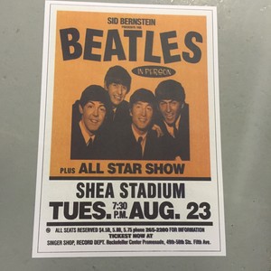 beatles concert poster shea stadium tuesday 23rd august a3 size concert poster size